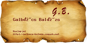 Galbács Balázs névjegykártya